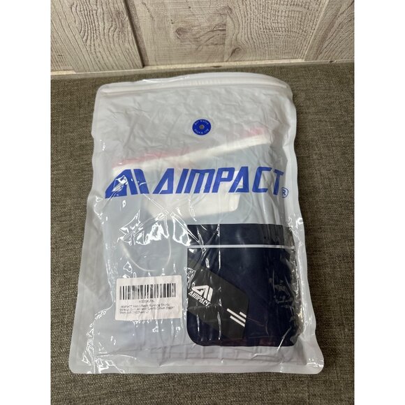 Navy Blue & White Athletic Running Shorts W/ Red Trim Mens Large Retro Style - Picture 7 of 8